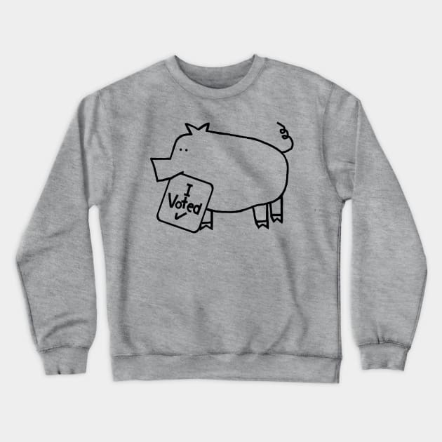 Cute Pig says she Voted Line Drawing Crewneck Sweatshirt by ellenhenryart